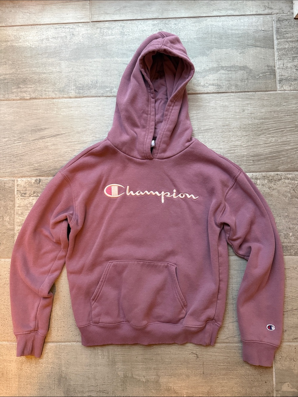 Champion Crewneck Hoodie in Mauve Pink